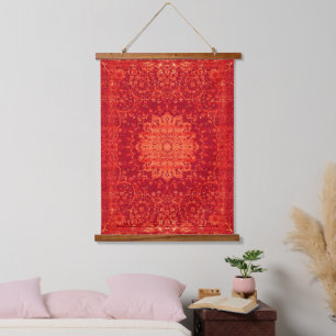 Sonnenuntergang Souk: Orange Marrakesch marokkanis Wandteppich Mit Holzrahmen