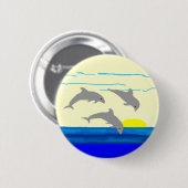 Sonnenuntergang-springender Delphinknopf Button (Vorne & Hinten)