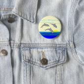 Sonnenuntergang-springender Delphinknopf Button (Beispiel)