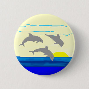 Sonnenuntergang-springender Delphinknopf Button