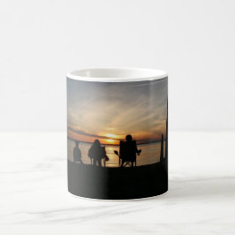 Sonnenuntergang-Strand-Camping Kaffeetasse
