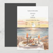 Sonnenuntergang Strand Candlelight Abendessen Land Einladung (Vorne/Hinten)