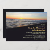 Sonnenuntergang Strand Meer Hochzeitseinladungen Einladung (Vorne/Hinten)