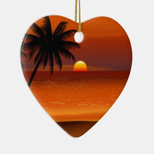 Sonnenuntergang Strand oahu hawaii Nordküste Postc Keramik Ornament (Rechts)