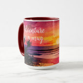 Sonnenuntergang Strand personalisiertes Abenteuer Tasse (Vorderseite Links)