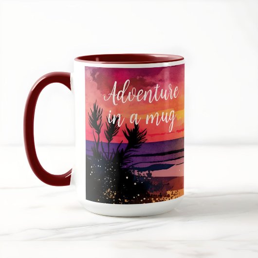 Sonnenuntergang Strand personalisiertes Abenteuer Tasse