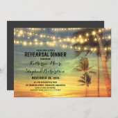 Sonnenuntergang Strand Probe Abendessen Strandlich Einladung (Vorne/Hinten)