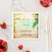 Sonnenuntergang Strand romantische Palmen Hochzeit Serviette (Beispiel)