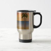 Sonnenuntergang-Strand-Szene: Reise-Tasse