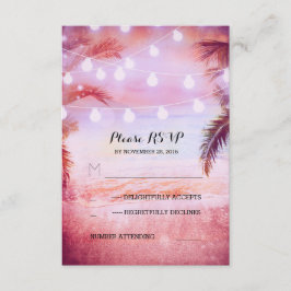 Sonnenuntergang Strand Tinkle Lichter lila Hochzei RSVP Karte