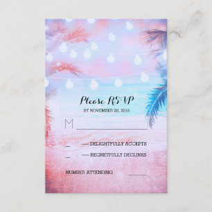 Sonnenuntergang Strand Tinkle Lichter tropische Ho RSVP Karte