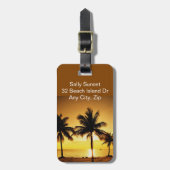 Sonnenuntergang-Strand-und Palme-Gepäckanhänger Gepäckanhänger (Vorderseite vertikal)