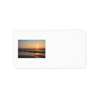 Sonnenuntergang, Strand und Wolken Adressaufkleber