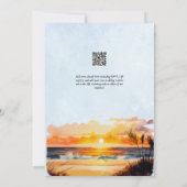 Sonnenuntergang Strand Ziel Küstenhochzeit Einladung (Rückseite)