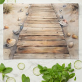 Sonnenuntergang Strandpromenade Geschirrtuch (Gefaltet)