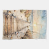 Sonnenuntergang Strandpromenade Geschirrtuch (Horizontal)