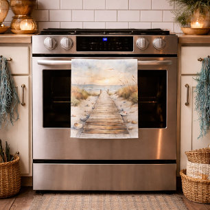 Sonnenuntergang Strandpromenade Geschirrtuch