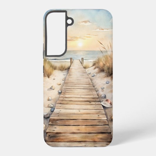 Sonnenuntergang Strandpromenade Samsung Galaxy Hülle (Rückseite)
