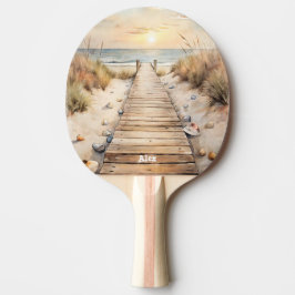 Sonnenuntergang Strandpromenade Tischtennis Schläger