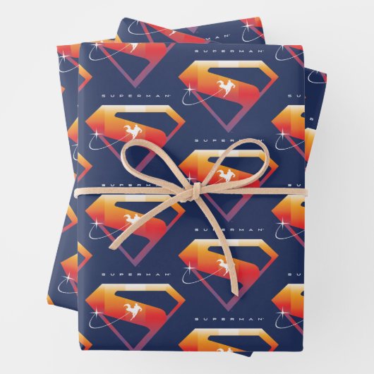 Sonnenuntergang Superman Shield Geschenkpapier Set (Beispiel)