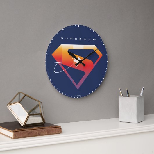 Sonnenuntergang Superman Shield Große Wanduhr (Büro)