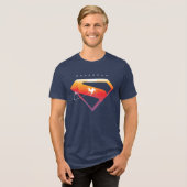 Sonnenuntergang Superman Shield Tri-Blend Shirt (Vorderseite voll)
