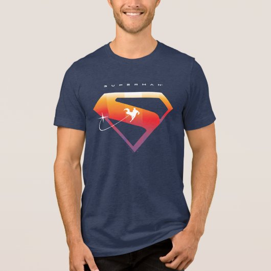 Sonnenuntergang Superman Shield Tri-Blend Shirt (Vorderseite)