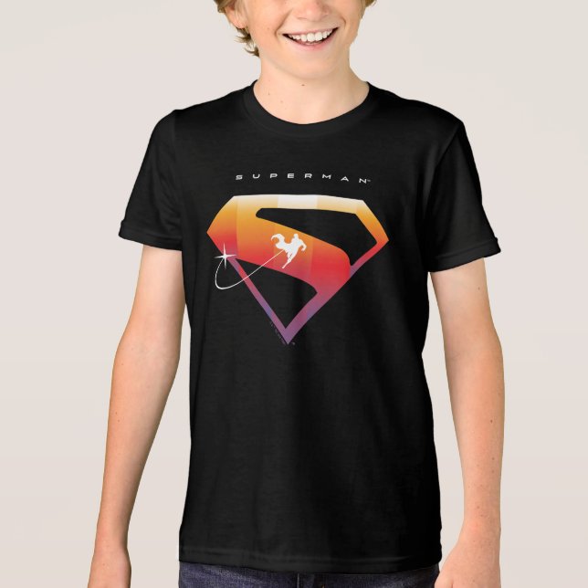 Sonnenuntergang Superman Shield Tri-Blend Shirt (Vorderseite)
