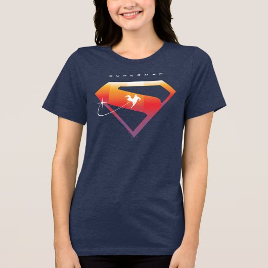 Sonnenuntergang Superman Shield Tri-Blend Shirt (Vorderseite)