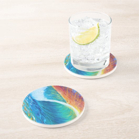 Sonnenuntergang Surf Wave Medium (50" x 60") Tapes Getränkeuntersetzer (Seite)