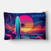 Sonnenuntergang Surfbrett Neon Lights Zipperpouch Zubehörtasche (Rückseite)