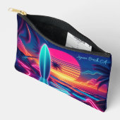 Sonnenuntergang Surfbrett Neon Lights Zipperpouch Zubehörtasche (Offen)