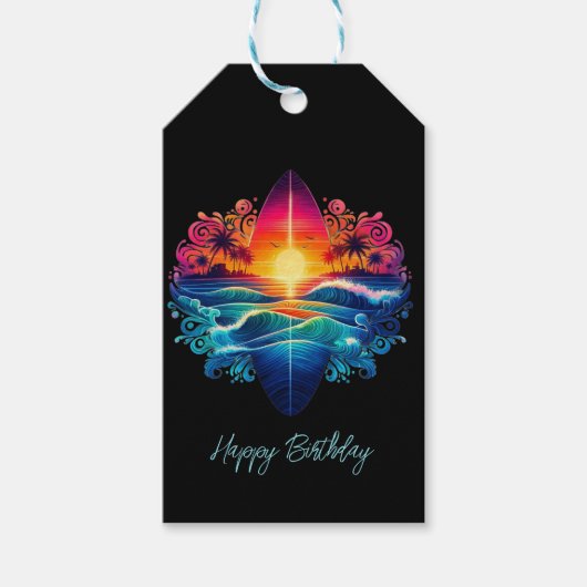 Sonnenuntergang Surfbretter Geschenkanhänger (Vorderseite)