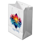 Sonnenuntergang Surfbretter Mittlere Geschenktüte (Vorderseite Schrägansicht)