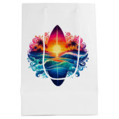 Sonnenuntergang Surfbretter Mittlere Geschenktüte (Rückseite)