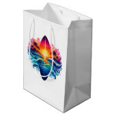 Sonnenuntergang Surfbretter Mittlere Geschenktüte (Rückseite Schrägansicht)