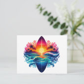 Sonnenuntergang Surfbretter Postkarte (Stehend Vorderseite)