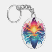 Sonnenuntergang Surfbretter Schlüsselanhänger (Vorderseite links)