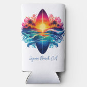 Sonnenuntergang Surfbretter Selters Dosenkühler (Rückseite)