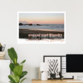 Sonnenuntergang Surfen Biarritz Poster (Heimbüro)