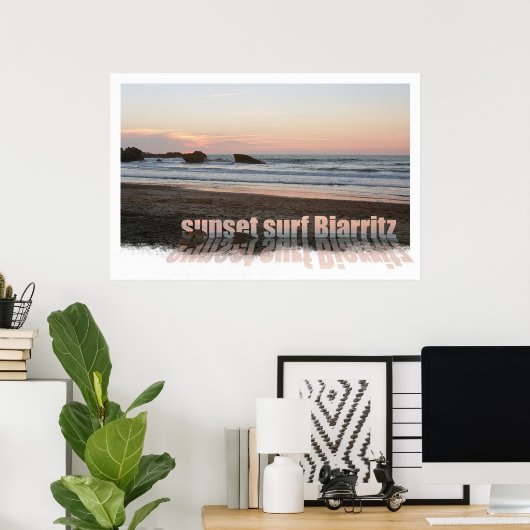 Sonnenuntergang Surfen Biarritz Poster (Heimbüro)