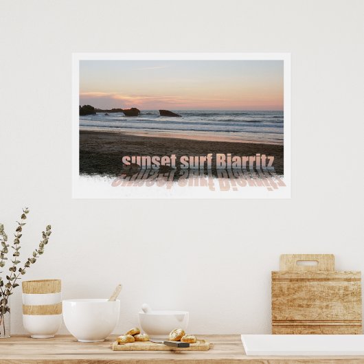 Sonnenuntergang Surfen Biarritz Poster (Küche)