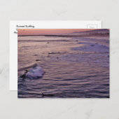 Sonnenuntergang Surfen Ozean. Postkarte (Vorne/Hinten)