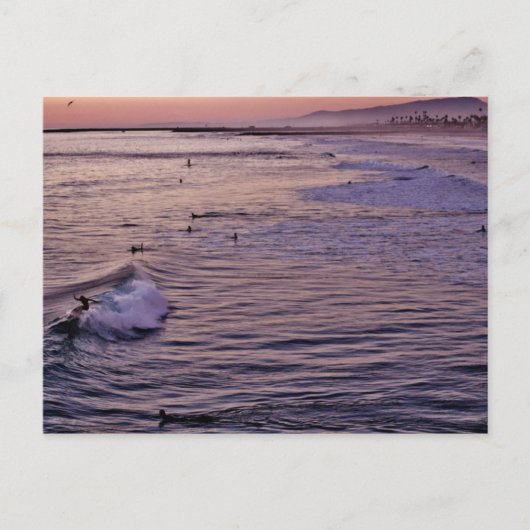 Sonnenuntergang Surfen Ozean. Postkarte (Vorderseite)