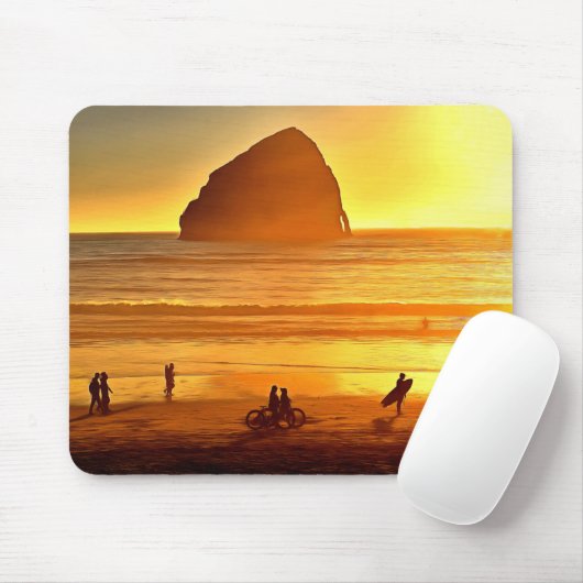 Sonnenuntergang Surfen und Radfahren Kap Kiwanda O Mousepad (Mit Mouse)