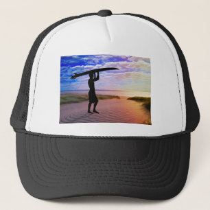 Sonnenuntergang-Surfer-Sand u. Wolken Truckerkappe