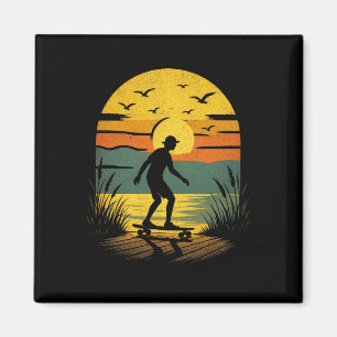 Sonnenuntergang Surfer - Vintage Retro Surfen Stra Magnet
