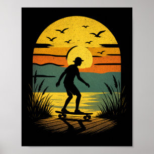 Sonnenuntergang Surfer - Vintage Retro Surfen Stra Poster