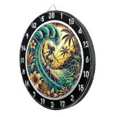 Sonnenuntergang Surfer Wave Ocean Art Dartscheibe (Vorderseite rechts)