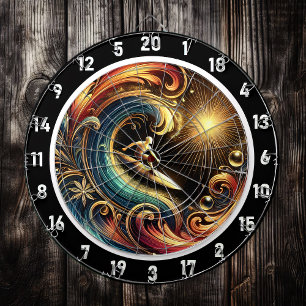 Sonnenuntergang Surfer Wave Tropical Wall Art Dartscheibe